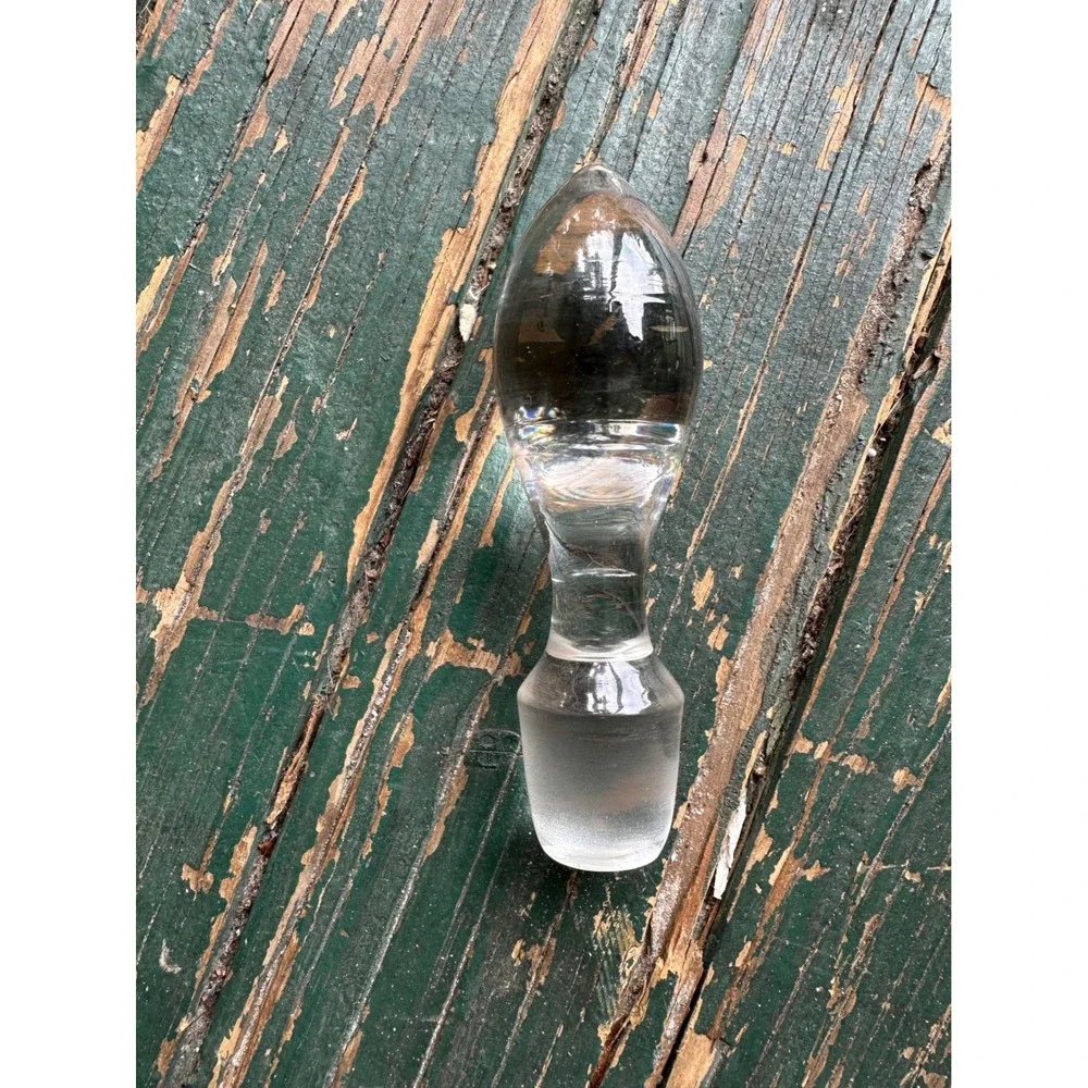 Vintage Clear Glass Decanter Stopper Replacement Teardrop Shape Frosted 4.5in